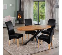 Dosenna Oval Dining Table Set with 4 Rimini Faux Leather Chairs Artemis Home Black One Size