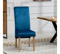 Dosenna Oval Dining Table Set With 4 Rimini Velvet Chairs - Blue