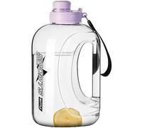 Doseno Half Gallon Water Bottle, 95 OZ/ 2.8 L, BPA Free, Modern, Sports, Gym, Outdoor, Purple, Plastic, Oval, Straw, Portable Handle, 5.31" W x 10.62" H