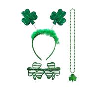 DOSERTY 1set Patricks Day Shamrock Headband&Necklace With Set Festival Costume For Carnival Performances Patricks Day Irish Shamrock Patricks Day Irish Shamrock Green