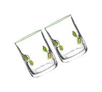DOSERTY 2 Lemon Pattern Glass Cups 14oz Elegant Fruit Pattern Ideal for Cocktails Hour Dinner Parties Kitchen Essential Vintage Homes Drinkware Set