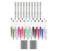 DOSERTY 260Pcs Heat Transfer Pens With Beadable Ballpoint Pen Rhinestone Beads And Pen Refills Sublimation Set School Supplies