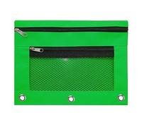 DOSERTY 2Pieces Large Capacity Zipper Pencil Pouch Double Pockets Pencil Pouch 3 Rings with Clear Window for Pen Bag File Mesh Pen Bag Zipper Mesh Case Clear Case Marker