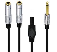 DOSERTY 6.35mm Male Plug Stereo To 2x6.35mm Female Plug Connector Speakers Cable Y Splitter Adapter Cable Headsets Adapter Guitar Sound