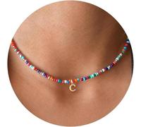 DOSERTY Beaded Necklace Letter Pendant Necklace Fashion Clavicle Chain Beaded Suitable For Formal And Casual Looks Handmade