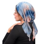 DOSERTY Curved Floral Women Hair Cover Hat Two Tail Tie Dyes Simple Wrap Chemo Cap Breathable Adjustable Tie Dyes Cap