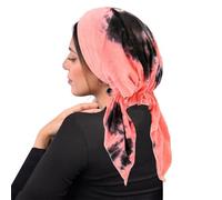 DOSERTY Curved Floral Women Hair Cover Hat Two Tail Tie Dyes Simple Wrap Chemo Cap Breathable Adjustable Tie Dyes Cap