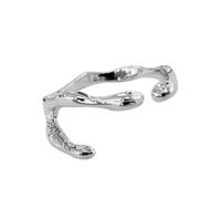 DOSERTY Korean Crystal For Women Shining Opal Irregular Open Rings Vintage Geometric Y2K Trend Fashion Finger Jewelry Crystal For Women Silver Adjustable Natural Stone Rings Open Silver