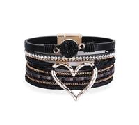 DOSERTY Multi Layer Love Heart Handwoven Bangle Wrist Wrap Leather Bracelets Fashionable Jewelry For Women Girls Comfortable And Lightweight