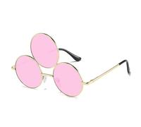 DOSERTY Round Frame Lens Glasses Vintage Girls Colorful Color Lens Three Frame Glasses Teens Carnival For Teens Round Men Non For Women Men Women Vintage Eyeglass Metal Small