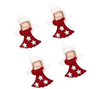 DOSERTY Set Of 4 Creative Wing Christmas Doll Decorations Polyester Hanging Ornaments For Holiday Tree Window Party Display Polyester Angel Christmas Tree Ornaments