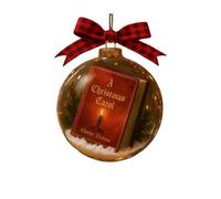 DOSERTY Shatters Proof Acrylic Christmas Carol Miniature Book Ornament Portable Sturdy Hanging Decoration For Christmas Tree Door Curtain Clear Holiday Hanging Ornament