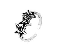 DOSERTY Silver Color Korean Old Retro Five Pointed Star Adjustable For Women Personality Exquisite Jewelry Gift Star For Women Men Adjustable Silver Open Men Teen Girls
