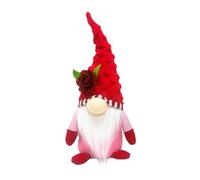DOSERTY Valentines Day Plush Dolls With Rose Flower Home Ornaments Tomtes Tabletop Figurines Wedding Party Decorations Valentines Decoration