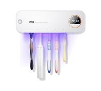 Dosevita UV Sanitizer Toothbrush Holder, 4000mAh TYPE-C Rechargeable, Custom Sanitizing Time, Ventilation & Air Drying, Wall Mount for Home Bathrooms, White Plus