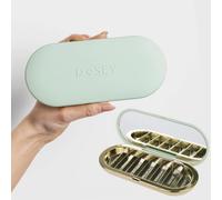 Dosey 7 Day Pill Compact Travel Pill Organiser - Pill Case with 7 Pill Compartments for Medicine Storage & Protection - Stylish & Elegant Medication Organizer with Mirror, Sage