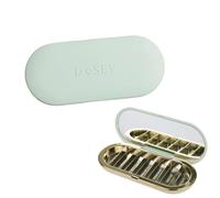 Dosey 7 Day Pill Compact Travel Pill Organiser - Pill Case with 7 Pill Compartments for Medicine Storage & Protection - Stylish & Elegant Medication Organizer with Mirror, Sage