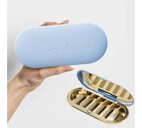 Dosey 7 Day Pill Compact Travel Pill Organizer - Pill Case with 7 Pill Compartments for Medicine Storage & Protection - Stylish & Elegant Medication Organizer with Mirror (Blue)
