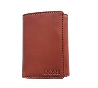 DOSHI - Durable Vegan Slim Trifold Wallet for Men - RFID Protection Vegan Leather Wallets with Card Slots and ID/Photo Window - Luxury Men's Wallet with Folded Edges Design - Black, Cognac, Trifold