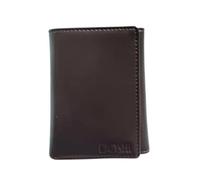 DOSHI Vegan Trifold Wallets for Men - RFID Protection - Vegan Leather Wallets - Luxury Folded Edges Men's Wallet, Dark Brown