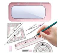 Doslilyy Geometry Set for Students,Geometry Ruler Compass Kit for School | Measuring Tools School Supplies for Drafting Study Art Design Sketching Engineering Drawing Classroom College