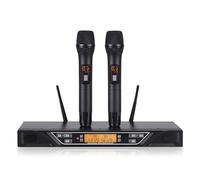 Doslnlya NG-9 UHF Wireless Microphone System Dual Wireless Microphone with 2 Handheld Dynamic Microphones Auto Connect for Home Karaoke, Conference, Party, Church, DJ, Wedding, Home KTV