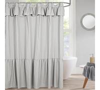 DOSLY IDÉES Ruffled Farmhouse Shower Curtain,Grey Fabric,Country and Chic Style,72x72 in