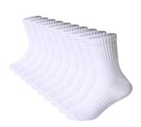 DoSmart Kids Athletic Crew Socks Boys Girls Classics Cotton School Uniform Childs Sports Breathable Casual Socks 10 Pairs, 10 Pairs White, 13-15 Years