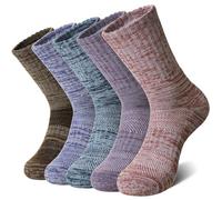 DoSmart Merino Wool Hiking Socks for Women Men Thermal Winter Warm Moisture Wicking Boot Work Cushion Gift Socks 5 Pairs, Pink/Purple, Large