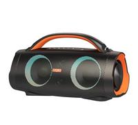 DOSS Extreme Boom Pro Bluetooth Speaker,100W Stereo Sound, Rich Bass, Mixed Color Light, 20H Playtime, Power Bank, IPX6 Waterproof for BBQ and Parties, Ideal White Elephant Gift for Adults- Orange