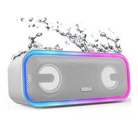 DOSS SoundBox Pro+ Bluetooth Speaker, Immersive 24W Stereo Sound with Booming Bass, IPX6 Waterproof, 15H Playtime, Mixed Colors Lights, Christmas and White Elephant Gift for Adults, Men, Women-Grey