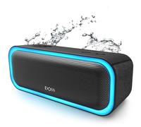DOSS SoundBox Pro Bluetooth Speaker with 20W Stereo Sound, Active Extra Bass, 20H Playtime, IPX6 Waterproof, TWS Pairing, Multi-Colors Lights, Portable for Hiking, Camping, Beach, Outdoor, Party-Black