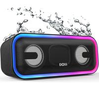 DOSS Extreme Boom Pro Bluetooth Speaker with 100W Stereo Sound, Extra Bass, 20H Playtime, IPX6 Waterproof, Power Bank, Mixed Color Light, Portable Speaker for Outdoor, Camping, Beach, Garden-Orange