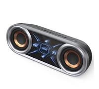 DOSS SoundBox Pro+ P400 Bluetooth Speaker, 50W Loud Stereo Sound, Deep Bass, 26H Playtime, Cool Mirror Lights, Bluetooth 5.3, IPX5 Waterproof, Portable for Outdoor, Beach, Pool, Camping, Party-Grey