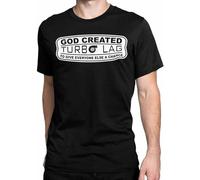 dossa God Created Turbo Lag T-Shirt JDM Boost Mechanic Race Car Bike Truck Size 3XL Black