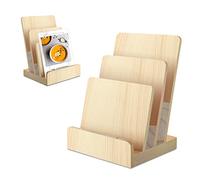 DOSTATNI 3 Tier Pine Wood Pamphlet Display Stand Brochure Holder 6 x 9 Literature Stand Postcard Holder Display Stand Flyer Holder Magazine Rack for Pamphlet Magazine Booklets Menu