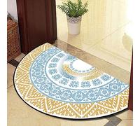Dostear Half Circle Rug Front Personalised Doormats Entrance Door Welcome Indoor Mats Round Outdoor Outside Inside Rug For Back Door yellow edge 60x90cm