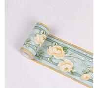 Dostear Wallpaper Mirror Borders for Bathroom Peel and Stick Classroom Bulletin Board Borders Boho Paper for Classroom Trim Sets Yellow Peony 10.6 X 1000cm