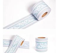 Dostear Wallpaper Mirror Borders for Bathroom Peel and Stick Classroom Bulletin Board Borders Boho Paper for Classroom Trim Sets Light Blue Pattern 12 X 500cm