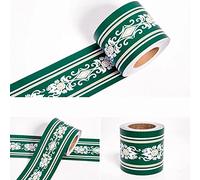 Dostear Wallpaper Mirror Borders for Bathroom Peel and Stick Classroom Bulletin Board Borders Boho Paper for Classroom Trim Sets Green Pattern 12 X 500cm