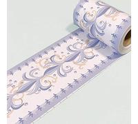 Dostear Wallpaper Mirror Borders for Bathroom Peel and Stick Classroom Bulletin Board Borders Boho Paper for Classroom Trim Sets Blue Pattern 10 X 1000CM