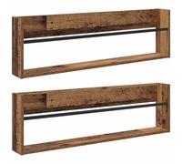 DOSYCOVUR 2 Pcs Wall-Mounted Magazine Rack Old Wood 100 x 30 x 12 cm | Engineered wood,rectangular shape,vertical storage,wall mount,smooth easy-clean surface