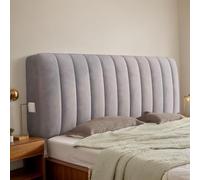 DOSYCOVUR Single Bed Headboard Velvet Washable Dustproof Protective Cover Cushion Elastic Padded Headboard Covers Super King Size Headboard Covers for King Size Bed,Grey,200cm