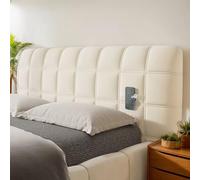 DOSYCOVUR Soft Velvet Headboard Protector Dustproof Washable Full Cover for King Size Double Single Beds Cushioned Padded Headboard Cover for Wooden Tall Headboard Beds,White,150cm