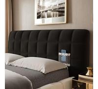 DOSYCOVUR Soft Washable Velvet Headboard Protector Full Cover Dustproof Padded for Super King Single King Double Beds Thick Modern Bedroom Backrest Soft Headboard Cover,Black,160cm