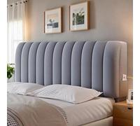 DOSYCOVUR Stretch Velvet Headboard Cover Dustproof Soft Thick Cushion Protector for King And Super King Size Headboards Bedroom Full Cover Headboard Cushion,Grey1,150cm