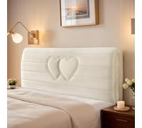 DOSYCOVUR Stretch Velvet Headboard Cushion Cover Washable Dustproof Protector for King Super King Double Size Headboards Bedroom Modern Full Cover,Cream,220cm