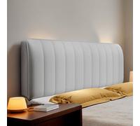 DOSYCOVUR Stretchable Velvet Headboard Protector Soft Washable Dustproof Thick Cushion Cover for Single Double King Size Beds Full Cover Ideal for Bedrooms,Gray,150cm