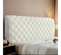 DOSYCOVUR Washable Velvet Headboard Cover Single Bed Super King Size Padded Protector Elastic Dustproof Full Package Suitable for Bedroom Wooden Bed Backrest Cushion,White,120CM