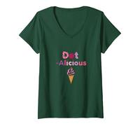 Dot-Alicious Ice Cream Treat for Sweet Lovers V-Neck T-Shirt, Women, Forest Green, XXL
